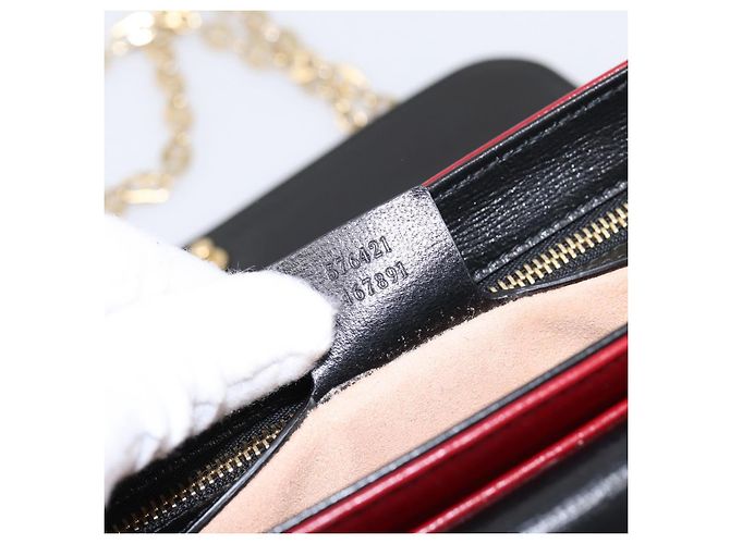 Borsa a tracolla con catena GUCCI in pelle rossa e oro 576421 Auth 195984M Rosso D'oro - vista 24