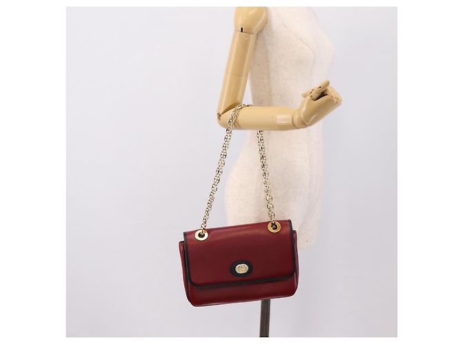 Borsa a tracolla con catena GUCCI in pelle rossa e oro 576421 Auth 195984M Rosso D'oro - vista 25