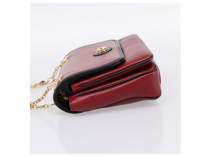 Borsa a tracolla con catena GUCCI in pelle rossa e oro 576421 Auth 195984M Rosso D'oro - vista 4