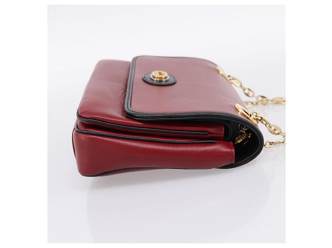 Borsa a tracolla con catena GUCCI in pelle rossa e oro 576421 Auth 195984M Rosso D'oro - vista 5