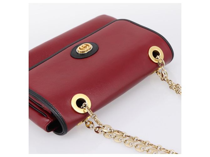 Borsa a tracolla con catena GUCCI in pelle rossa e oro 576421 Auth 195984M Rosso D'oro - vista 6