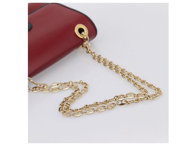 Borsa a tracolla con catena GUCCI in pelle rossa e oro 576421 Auth 195984M Rosso D'oro - vista 7