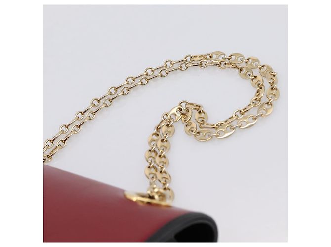 Borsa a tracolla con catena GUCCI in pelle rossa e oro 576421 Auth 195984M Rosso D'oro - vista 8