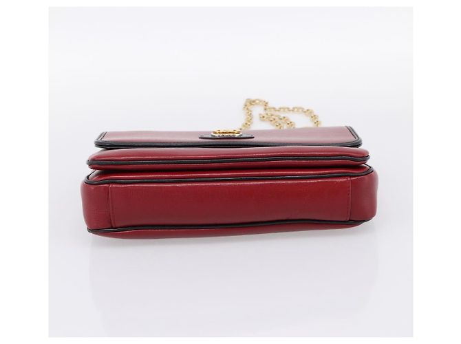 Borsa a tracolla con catena GUCCI in pelle rossa e oro 576421 Auth 195984M Rosso D'oro - vista 9