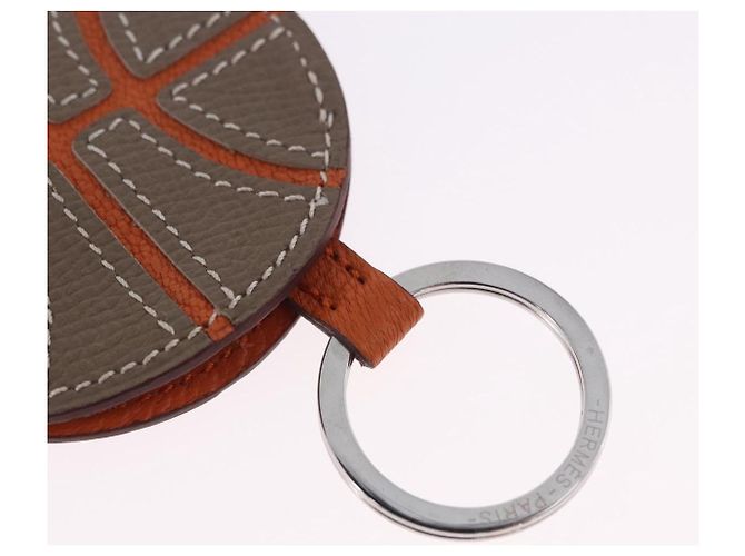 Ring Hermès HERMES Basketball Schlüsselanhänger Leder Orange Silber Auth BA15224V - Ansicht 11