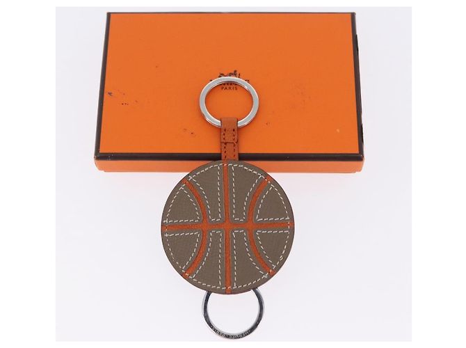 Ring Hermès HERMES Basketball Schlüsselanhänger Leder Orange Silber Auth BA15224V - Ansicht 15