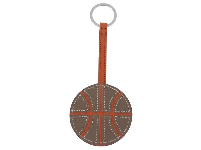 Ring Hermès HERMES Basketball Schlüsselanhänger Leder Orange Silber Auth BA15224V - Ansicht 2