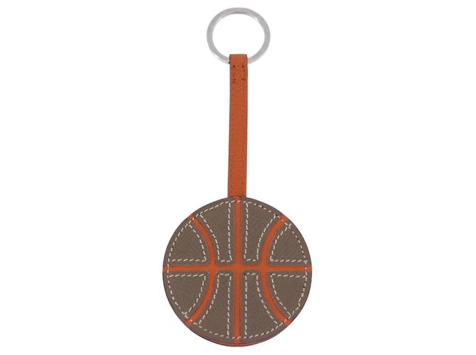 Ring Hermès HERMES Basketball Schlüsselanhänger Leder Orange Silber Auth BA15224V - Ansicht 3