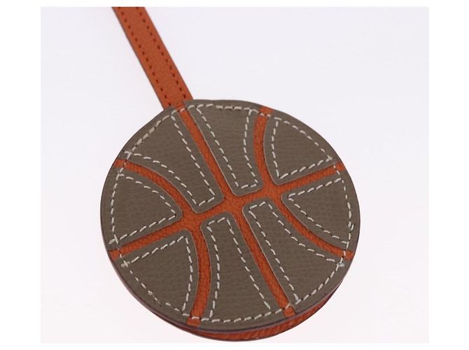 Ring Hermès HERMES Basketball Schlüsselanhänger Leder Orange Silber Auth BA15224V - Ansicht 4