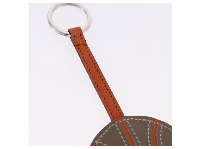 Ring Hermès HERMES Basketball Schlüsselanhänger Leder Orange Silber Auth BA15224V - Ansicht 5