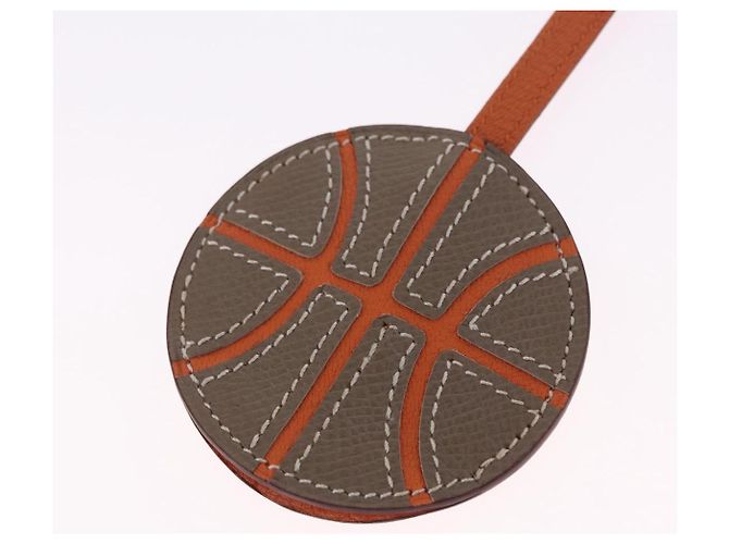 Ring Hermès HERMES Basketball Schlüsselanhänger Leder Orange Silber Auth BA15224V - Ansicht 7