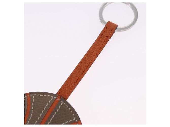 Ring Hermès HERMES Basketball Schlüsselanhänger Leder Orange Silber Auth BA15224V - Ansicht 8