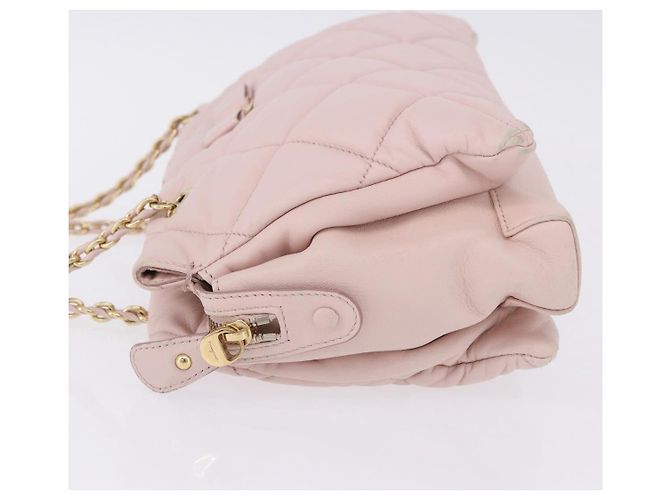 Borsa a tracolla Salvatore Ferragamo Vala Chain in pelle rosa tono oro Auth 198526A - vista 6