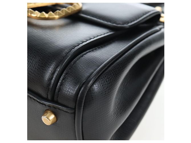 Borsa VALENTINO Rock Studs in pelle 2way Nero Oro Auth 195239M D'oro - vista 16