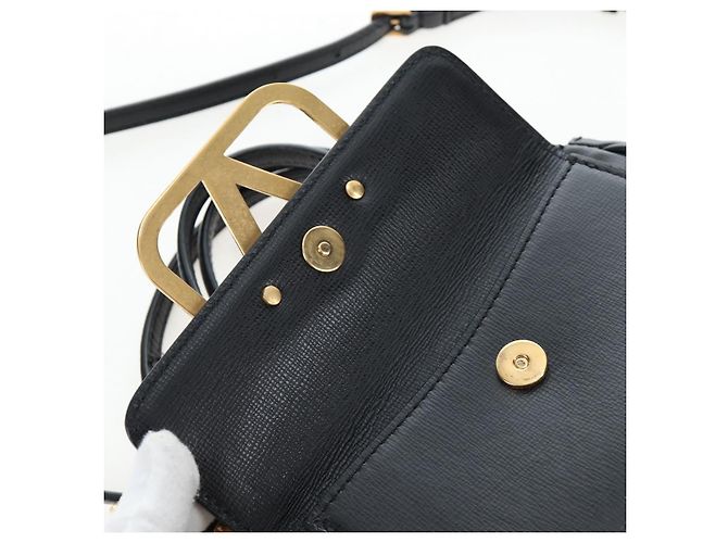 Borsa VALENTINO Rock Studs in pelle 2way Nero Oro Auth 195239M D'oro - vista 20