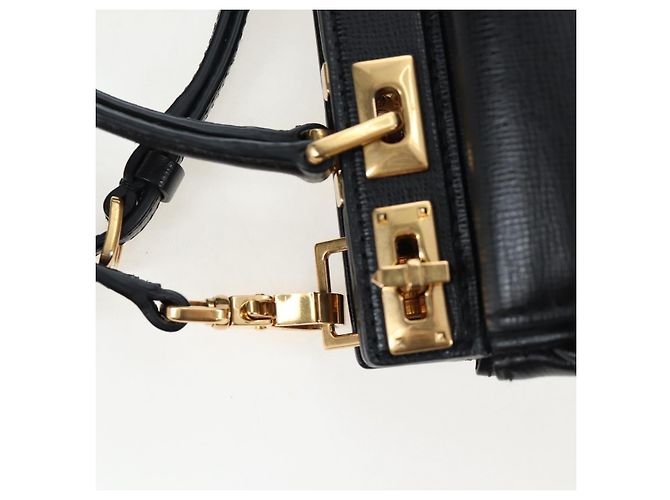 Borsa VALENTINO Rock Studs in pelle 2way Nero Oro Auth 195239M D'oro - vista 22