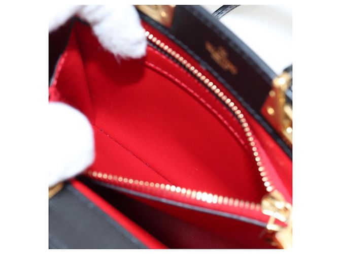 Borsa VALENTINO Rock Studs in pelle 2way Nero Oro Auth 195239M D'oro - vista 28
