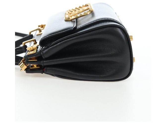 Borsa VALENTINO Rock Studs in pelle 2way Nero Oro Auth 195239M D'oro - vista 3