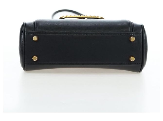 Borsa VALENTINO Rock Studs in pelle 2way Nero Oro Auth 195239M D'oro - vista 5