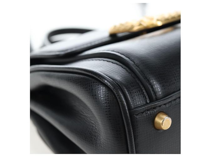 Borsa VALENTINO Rock Studs in pelle 2way Nero Oro Auth 195239M D'oro - vista 9