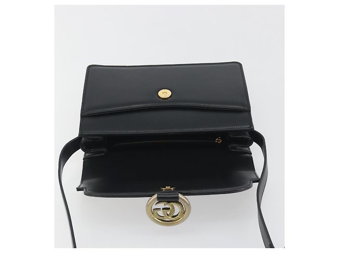 Borsa a tracolla GUCCI in pelle nera e oro 589474 Auth mr2812 Nero D'oro - vista 16