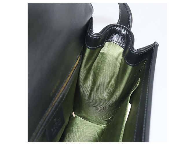 Borsa a tracolla GUCCI in pelle nera e oro 589474 Auth mr2812 Nero D'oro - vista 19