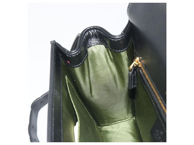 Borsa a tracolla GUCCI in pelle nera e oro 589474 Auth mr2812 Nero D'oro - vista 20