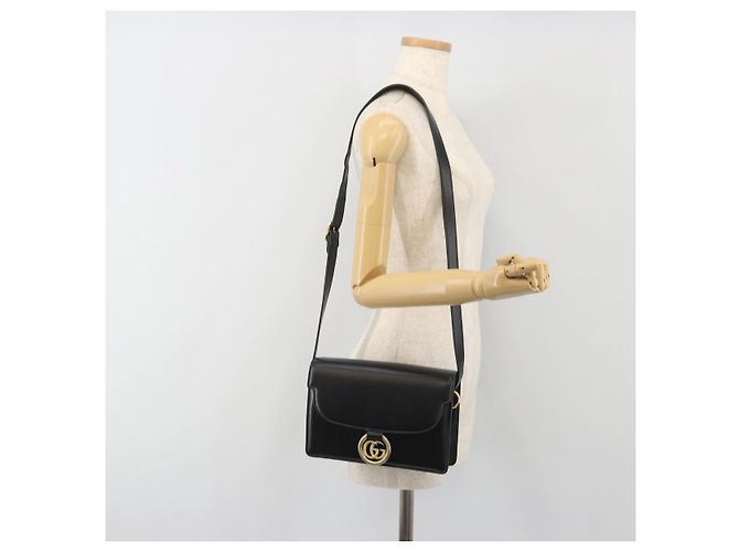 Borsa a tracolla GUCCI in pelle nera e oro 589474 Auth mr2812 Nero D'oro - vista 26