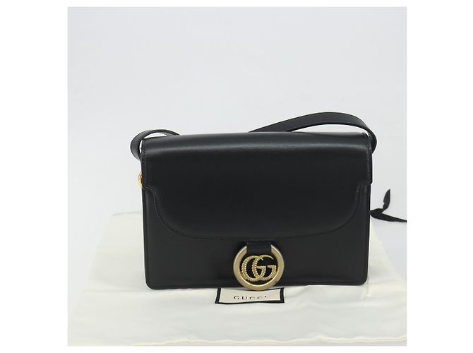 Borsa a tracolla GUCCI in pelle nera e oro 589474 Auth mr2812 Nero D'oro - vista 27