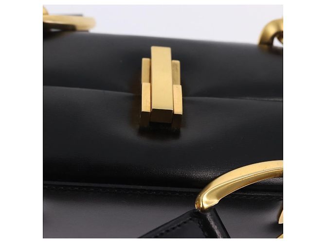 Céline Borsa a spalla CELINE in pelle nera e oro Auth 197483A Nero D'oro - vista 14