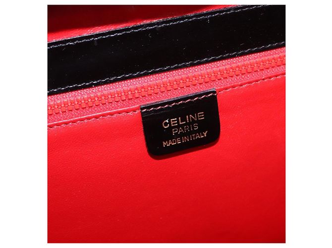 Céline Borsa a spalla CELINE in pelle nera e oro Auth 197483A Nero D'oro - vista 15