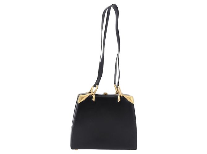 Céline Borsa a spalla CELINE in pelle nera e oro Auth 197483A Nero D'oro - vista 2