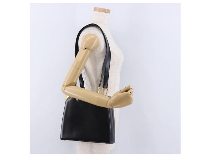 Céline Borsa a spalla CELINE in pelle nera e oro Auth 197483A Nero D'oro - vista 22