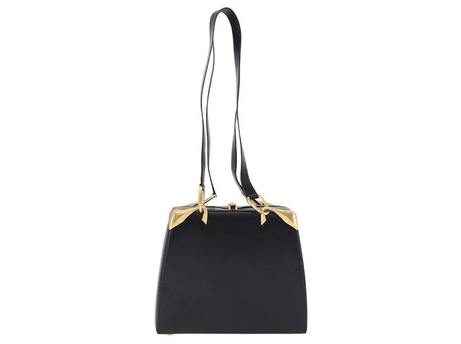 Céline Borsa a spalla CELINE in pelle nera e oro Auth 197483A Nero D'oro - vista 3