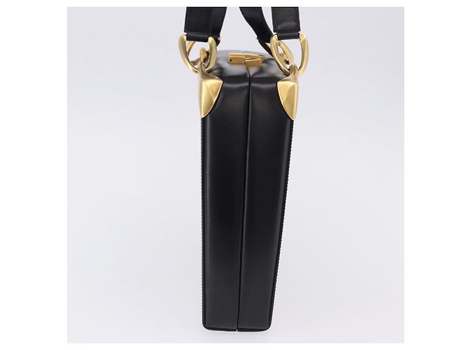 Céline Borsa a spalla CELINE in pelle nera e oro Auth 197483A Nero D'oro - vista 4
