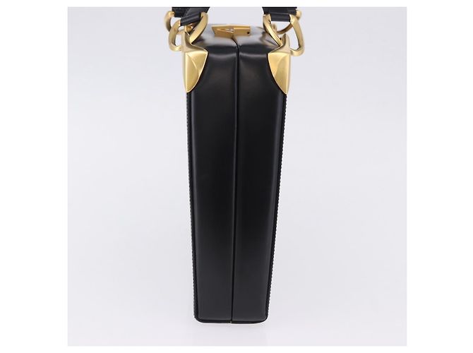 Céline Borsa a spalla CELINE in pelle nera e oro Auth 197483A Nero D'oro - vista 5