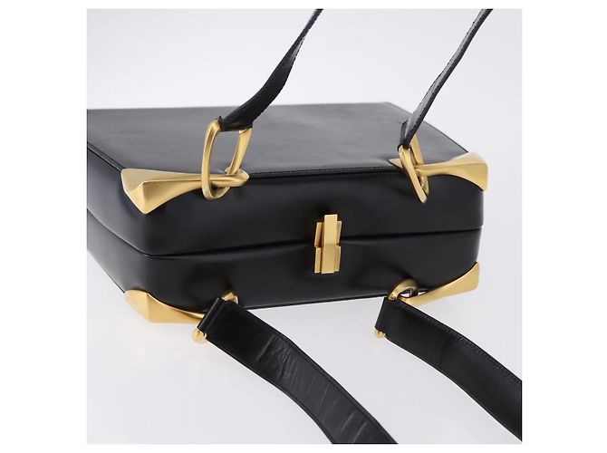 Céline Borsa a spalla CELINE in pelle nera e oro Auth 197483A Nero D'oro - vista 6