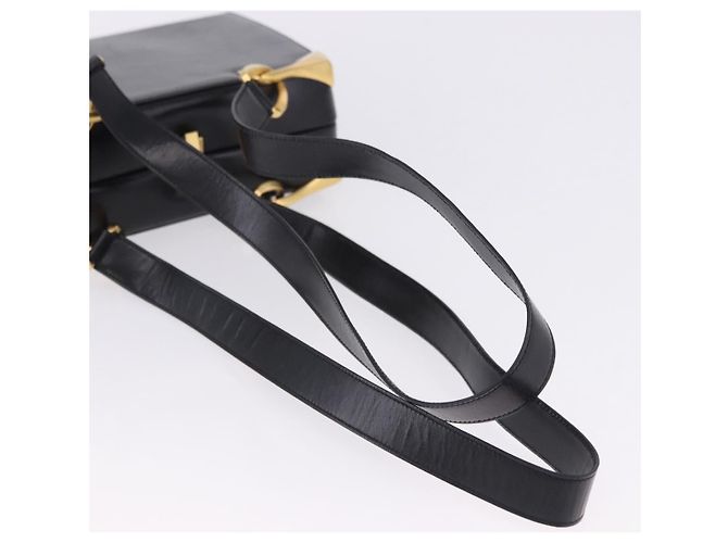 Céline Borsa a spalla CELINE in pelle nera e oro Auth 197483A Nero D'oro - vista 7