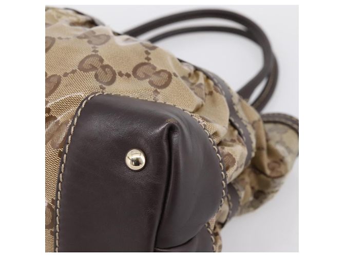 Borsa GUCCI GG Canvas GG crystal Coated Canvas Beige Gold 223964 Auth 197056 D'oro - vista 10