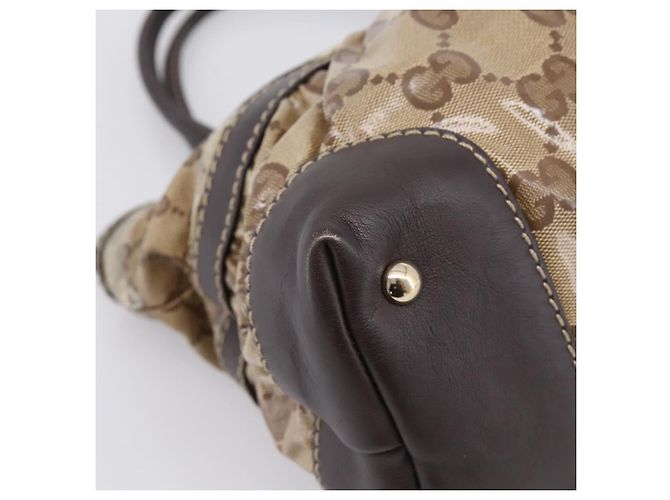 Borsa GUCCI GG Canvas GG crystal Coated Canvas Beige Gold 223964 Auth 197056 D'oro - vista 11