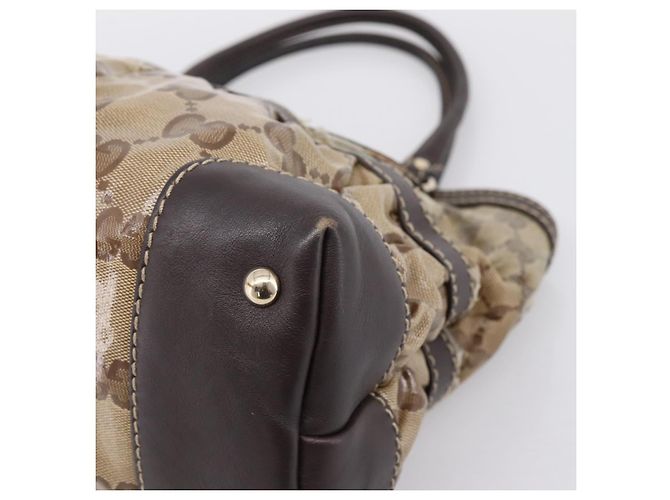 Borsa GUCCI GG Canvas GG crystal Coated Canvas Beige Gold 223964 Auth 197056 D'oro - vista 12