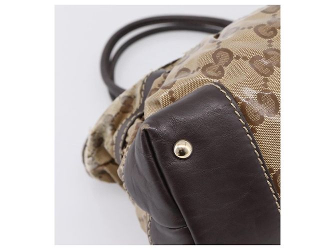 Borsa GUCCI GG Canvas GG crystal Coated Canvas Beige Gold 223964 Auth 197056 D'oro - vista 13