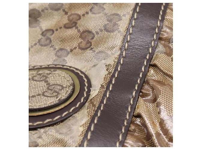 Borsa GUCCI GG Canvas GG crystal Coated Canvas Beige Gold 223964 Auth 197056 D'oro - vista 15