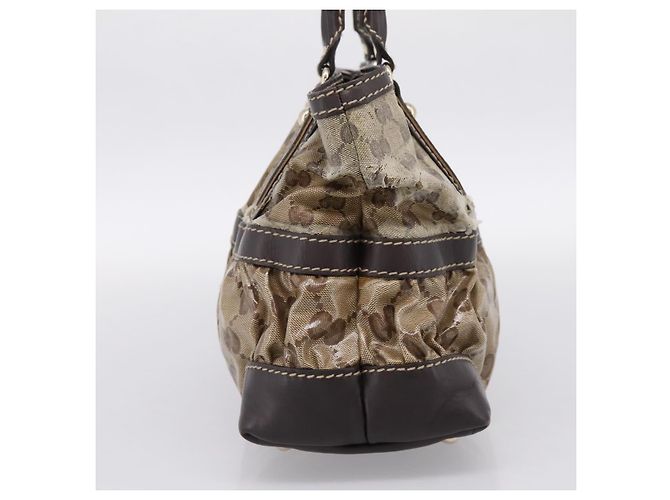Borsa GUCCI GG Canvas GG crystal Coated Canvas Beige Gold 223964 Auth 197056 D'oro - vista 5