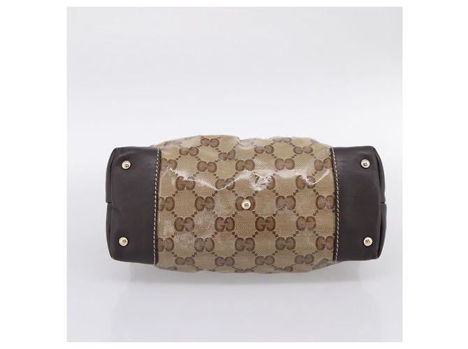 Borsa GUCCI GG Canvas GG crystal Coated Canvas Beige Gold 223964 Auth 197056 D'oro - vista 9