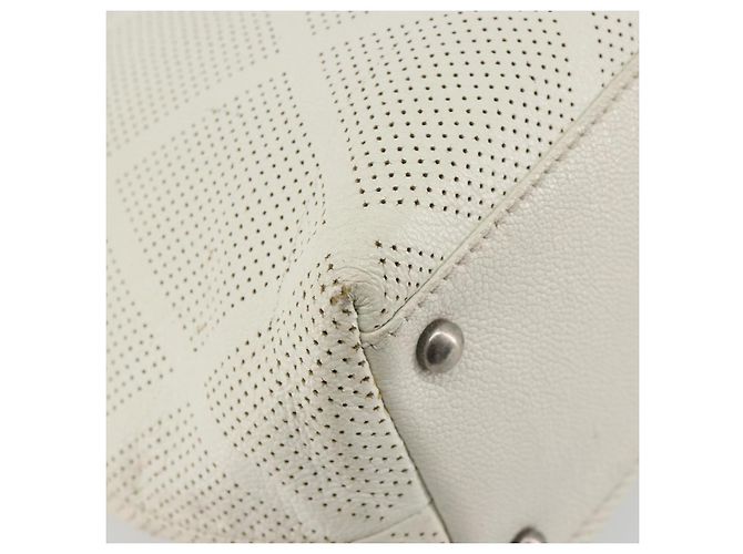 CHANEL Tote Bag aus Lochleder Weiß Silber CC Auth 198721A - Ansicht 13