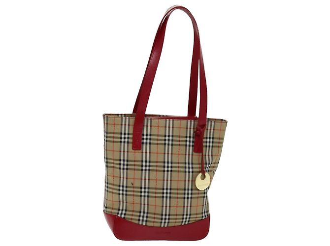 Borsa Tote Burberrys Nova Check Canvas Auth 75666 Beige D'oro - vista 13