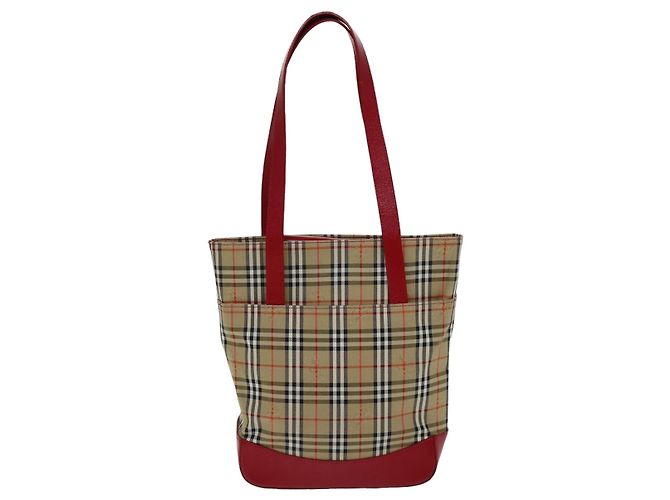 Borsa Tote Burberrys Nova Check Canvas Auth 75666 Beige D'oro - vista 2