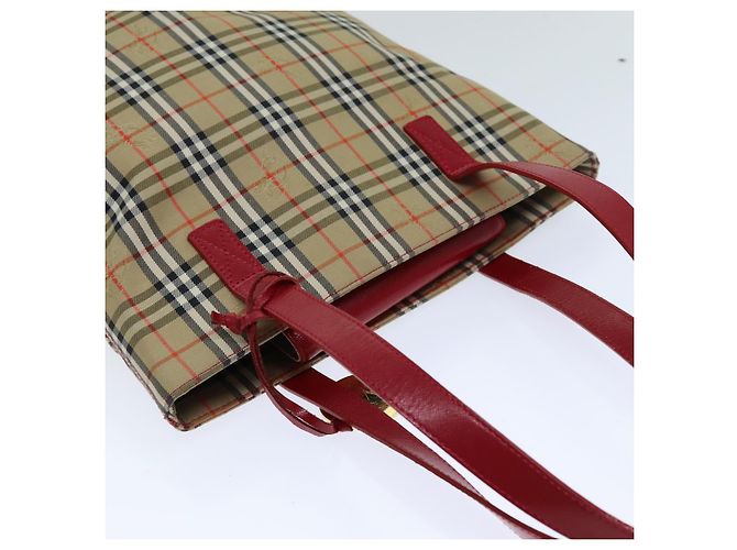 Borsa Tote Burberrys Nova Check Canvas Auth 75666 Beige D'oro - vista 6