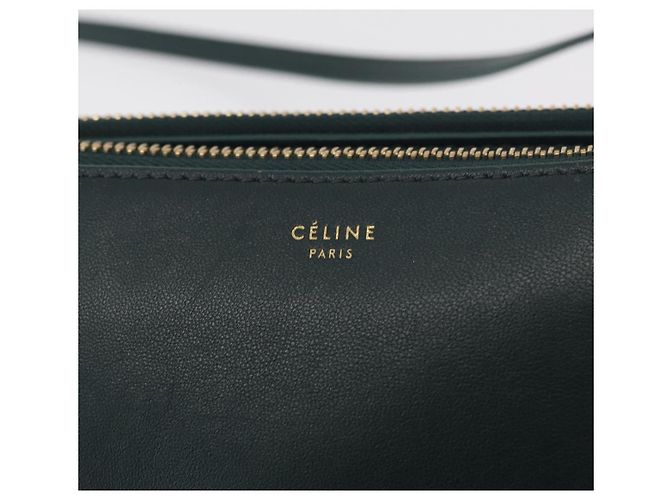 Céline Borsa a tracolla CELINE Trio in pelle verde e oro Auth 177008A D'oro - vista 15